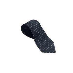 Brooks Brothers made in the USA Navy Blue 100% Silk Tie Blue and white  Classic